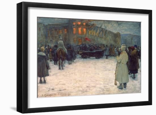 Un Incendie Au Chateau Lituanien, Revolution De Fevrier 1917, Saint Petersbourg (A Fire at the Lith-Alexander Vakhrameyev-Framed Giclee Print