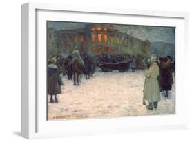 Un Incendie Au Chateau Lituanien, Revolution De Fevrier 1917, Saint Petersbourg (A Fire at the Lith-Alexander Vakhrameyev-Framed Giclee Print