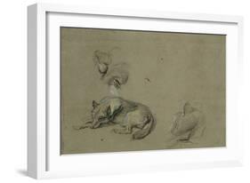 Un loup couché et deux têtes-Pieter Boel-Framed Giclee Print