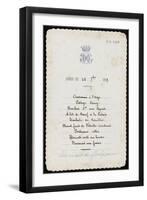 Un menu du duc d'Aumale au château de Chantilly de juillet 1893 à octobre 1894,-null-Framed Premium Giclee Print