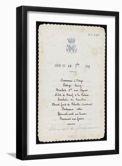 Un menu du duc d'Aumale au château de Chantilly de juillet 1893 à octobre 1894,-null-Framed Premium Giclee Print