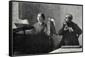 'Un morceau de Schumann'-Henri Fantin-Latour-Framed Stretched Canvas