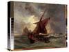 Un Navire Dans La Tempete  (Ships at Stormy Sea) Peinture D'eugene Delacroix (1798-1863) 19Eme Sie-Ferdinand Victor Eugene Delacroix-Stretched Canvas
