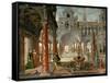 Un Palais Avec Des Visiteurs Distingues - Palace with Distinguished Visitors - Hans Vredeman De Vri-Hans Vredeman de Vries-Framed Stretched Canvas