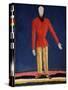 Un Paysan (A Peasant). Representation D'un Homme Barbu Avec Une Chemise Rouge). Peinture De Kasimir-Kazimir Severinovich Malevich-Stretched Canvas