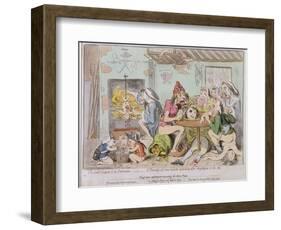 Un Petit Souper a La Parisienne, or a Family of Sans-Culottes Refreshing after the Fatigues of…-James Gillray-Framed Giclee Print