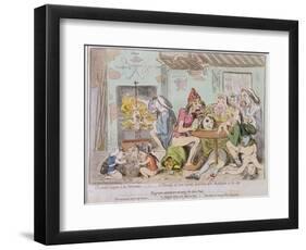 Un Petit Souper a La Parisienne, or a Family of Sans-Culottes Refreshing after the Fatigues of…-James Gillray-Framed Giclee Print