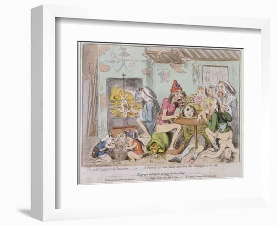 Un Petit Souper a La Parisienne, or a Family of Sans-Culottes Refreshing after the Fatigues of…-James Gillray-Framed Giclee Print