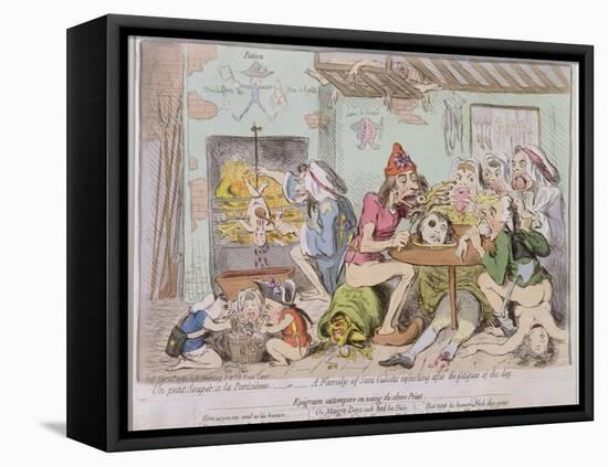 Un Petit Souper a La Parisienne, or a Family of Sans-Culottes Refreshing after the Fatigues of…-James Gillray-Framed Stretched Canvas