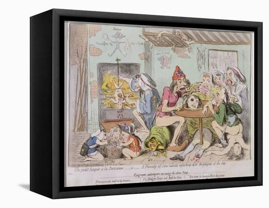 Un Petit Souper a La Parisienne, or a Family of Sans-Culottes Refreshing after the Fatigues of…-James Gillray-Framed Stretched Canvas