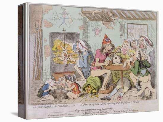 Un Petit Souper a La Parisienne, or a Family of Sans-Culottes Refreshing after the Fatigues of…-James Gillray-Stretched Canvas