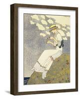 Un Peu, Design For a Country Dress by Paquin, c.1913-Georges Barbier-Framed Giclee Print