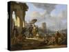 Un Port de mer en Italie-Johannes Lingelbach-Stretched Canvas