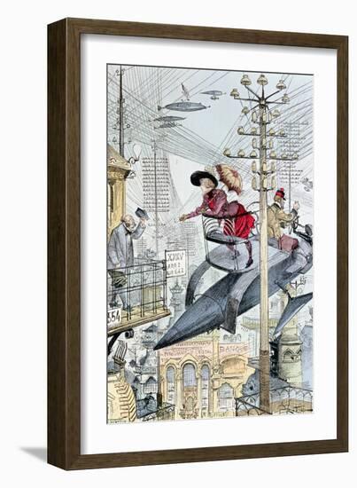 Un Quartier Embrouille," Caricature on the 20th Century, from "Le XXeme Siecle," circa 1890-Albert Robida-Framed Giclee Print