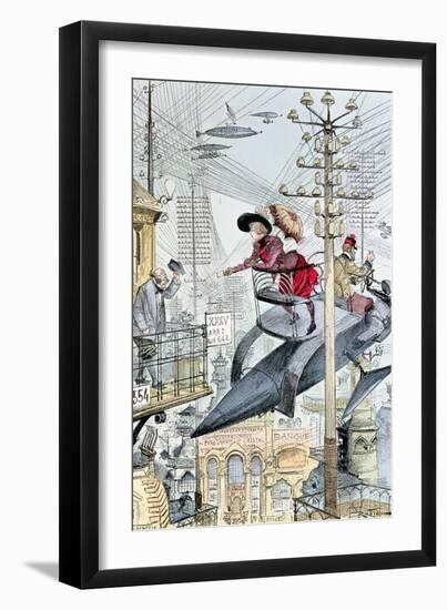 Un Quartier Embrouille," Caricature on the 20th Century, from "Le XXeme Siecle," circa 1890-Albert Robida-Framed Giclee Print