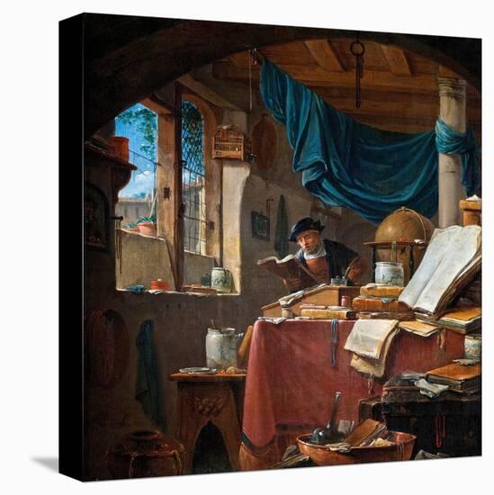 Un Savant Dans Son Bureau  (A Scholar in His Study) Peinture De Thomas Wyck (Wyjck Ou Wijck) (Vers-Thomas Wyck-Stretched Canvas