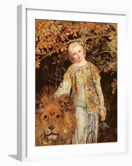 Una and the Lion, Exh. 1860-William Bell Scott-Framed Giclee Print