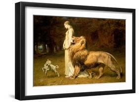 Una and the Lion, from Spenser's Faerie Queene, 1880-Briton Rivi?re-Framed Giclee Print