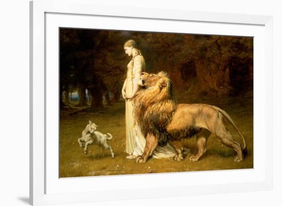 Una and the Lion, from Spenser's Faerie Queene, 1880-Briton Rivi?re-Framed Giclee Print