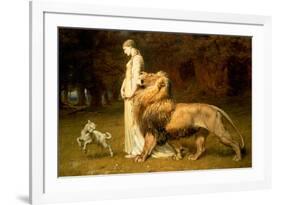 Una and the Lion, from Spenser's Faerie Queene, 1880-Briton Rivi?re-Framed Giclee Print