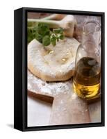 Unbaked Pizza, Herbs, Garlic and Olive Oil-null-Framed Stretched Canvas