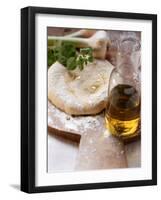 Unbaked Pizza, Herbs, Garlic and Olive Oil-null-Framed Premium Photographic Print