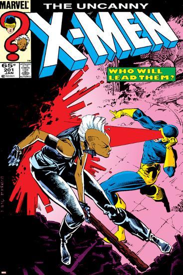 Uncanny X-Men No.201 Cover: Storm and Cyclops-Rick Leonardi-Lamina Framed Poster