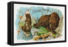 Uncle Brown Brand Cigar Box Label, Brown Bears-Lantern Press-Framed Stretched Canvas