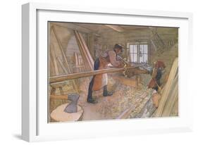 Uncle Johan in the Farm Workshop-Carl Larsson-Framed Giclee Print