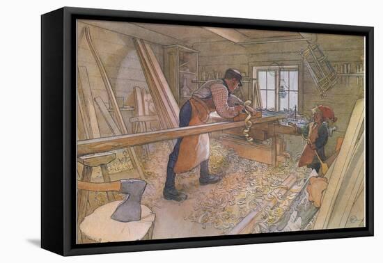 Uncle Johan in the Farm Workshop-Carl Larsson-Framed Stretched Canvas