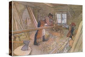 Uncle Johan in the Farm Workshop-Carl Larsson-Stretched Canvas