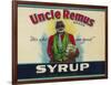 Uncle Remus Syrup Label - Cairo, GA-Lantern Press-Framed Art Print