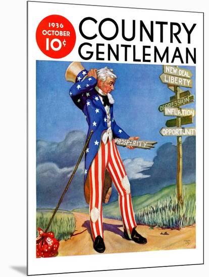 "Uncle Sam at the Crossroads," Country Gentleman Cover, October 1, 1936-Frank Lea-Mounted Giclee Print