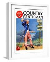 "Uncle Sam at the Crossroads," Country Gentleman Cover, October 1, 1936-Frank Lea-Framed Giclee Print