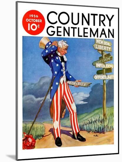 "Uncle Sam at the Crossroads," Country Gentleman Cover, October 1, 1936-Frank Lea-Mounted Giclee Print