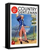 "Uncle Sam at the Crossroads," Country Gentleman Cover, October 1, 1936-Frank Lea-Framed Stretched Canvas