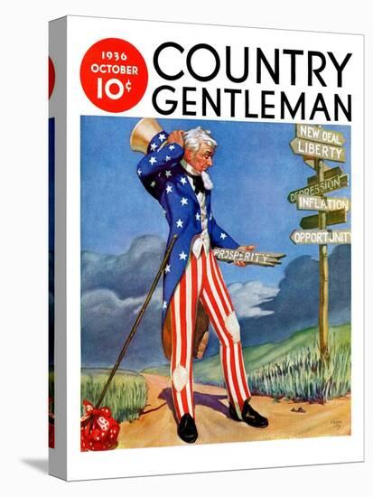 "Uncle Sam at the Crossroads," Country Gentleman Cover, October 1, 1936-Frank Lea-Stretched Canvas