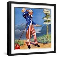 "Uncle Sam at the Crossroads,"October 1, 1936-Frank Lea-Framed Giclee Print