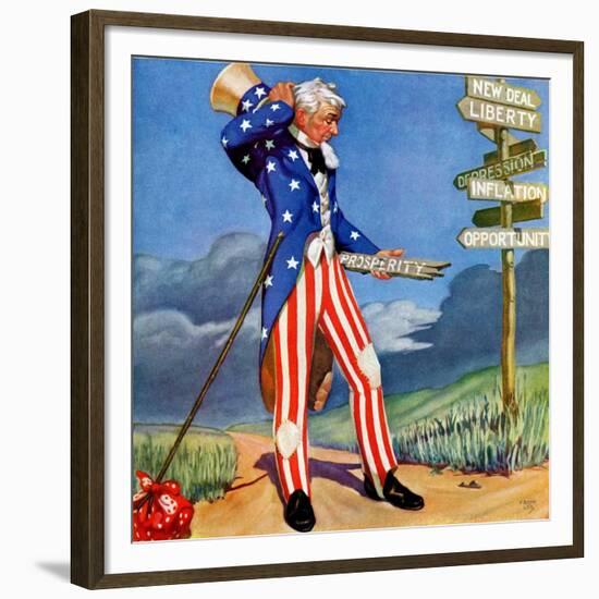 "Uncle Sam at the Crossroads,"October 1, 1936-Frank Lea-Framed Giclee Print