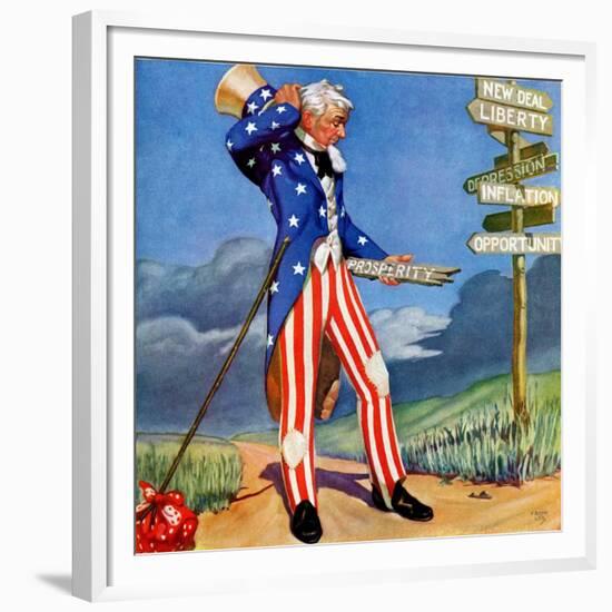 "Uncle Sam at the Crossroads,"October 1, 1936-Frank Lea-Framed Giclee Print