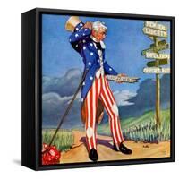 "Uncle Sam at the Crossroads,"October 1, 1936-Frank Lea-Framed Stretched Canvas