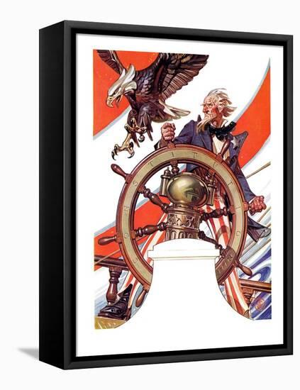 "Uncle Sam at the Helm,"July 4, 1936-Joseph Christian Leyendecker-Framed Stretched Canvas