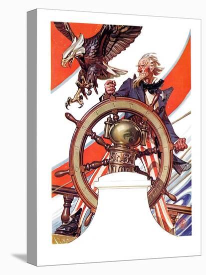 "Uncle Sam at the Helm,"July 4, 1936-Joseph Christian Leyendecker-Stretched Canvas