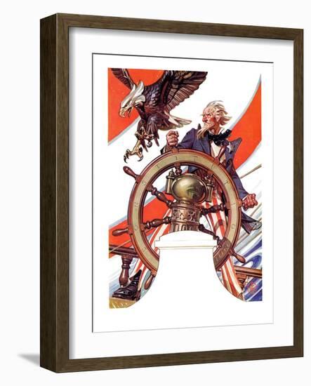 "Uncle Sam at the Helm,"July 4, 1936-Joseph Christian Leyendecker-Framed Giclee Print