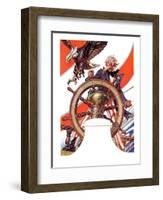 "Uncle Sam at the Helm,"July 4, 1936-Joseph Christian Leyendecker-Framed Giclee Print