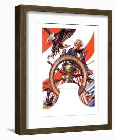 "Uncle Sam at the Helm,"July 4, 1936-Joseph Christian Leyendecker-Framed Giclee Print