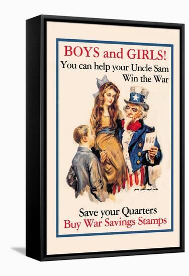 Uncle Sam, Boys and Girls, c.1918-James Montgomery Flagg-Framed Stretched Canvas