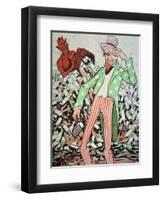 Uncle Sam Exhausted by the Flow of Bootleg Produced by the Devil, During the Prohibition Era-null-Framed Giclee Print