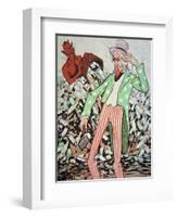 Uncle Sam Exhausted by the Flow of Bootleg Produced by the Devil, During the Prohibition Era-null-Framed Giclee Print