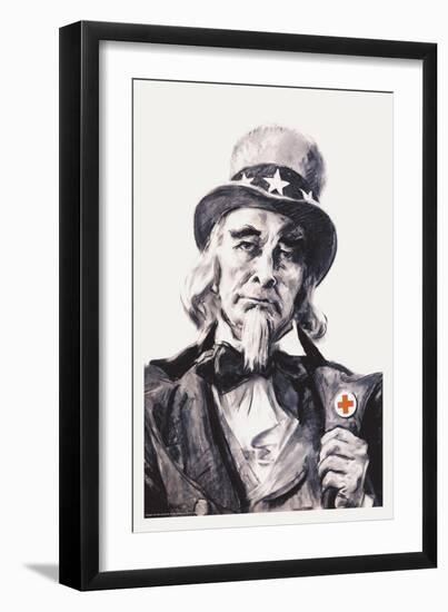 Uncle Sam for the Red Cross-James Montgomery Flagg-Framed Art Print